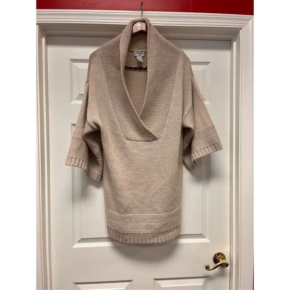 Soft Surroundings Beige Cowl Neck Tunic Sweater sz M EUC